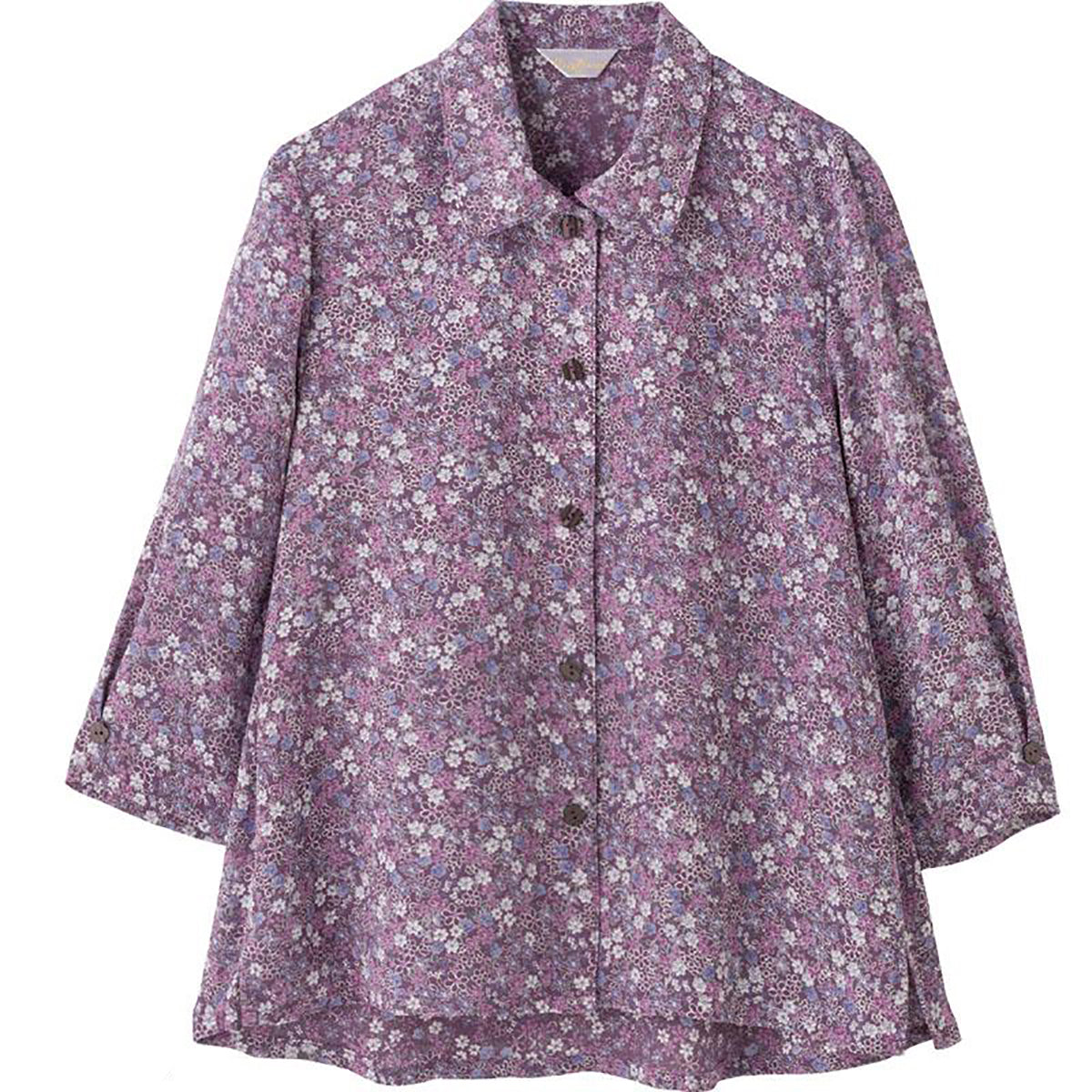 7分袖ワンタッチテープブラウス ローズ M/L