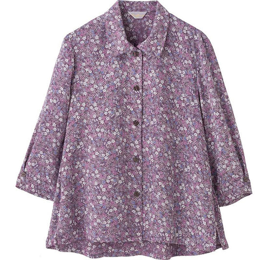 7分袖ワンタッチテープブラウス ローズ M/L