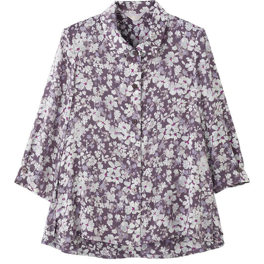 7分袖ワンタッチテープブラウス ローズ M/L