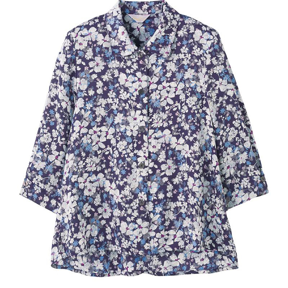 7分袖ワンタッチテープブラウス パープル M/L