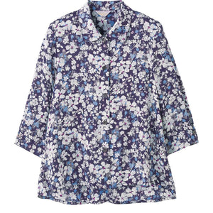 7分袖ワンタッチテープブラウス パープル M/L