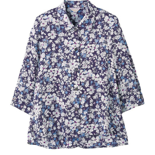 7分袖ワンタッチテープブラウス パープル M/L