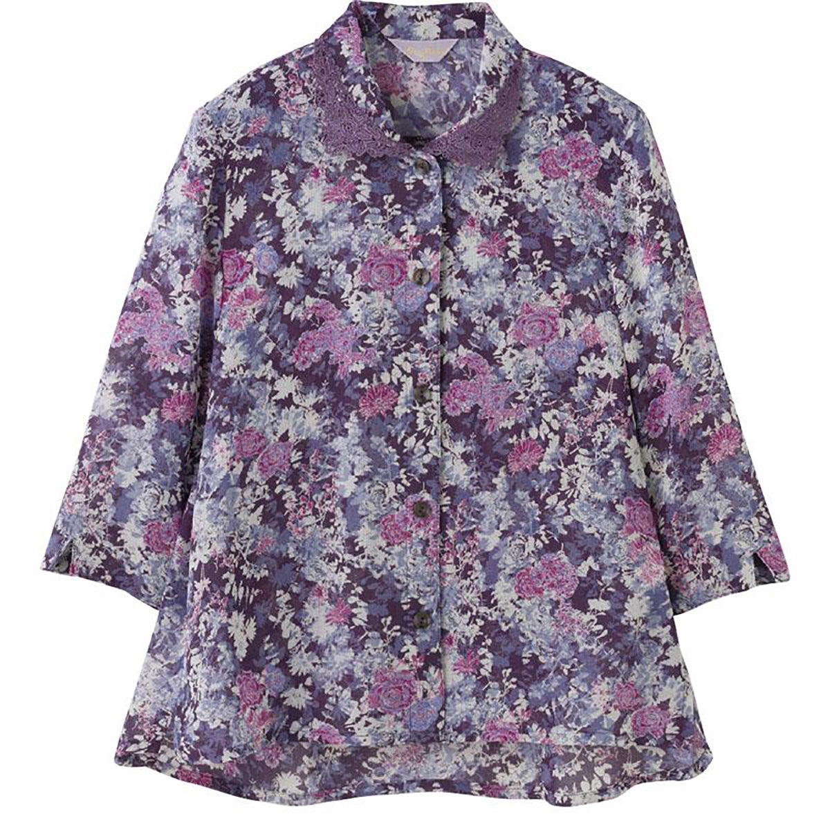 7分袖ワンタッチテープブラウス パープル M/L