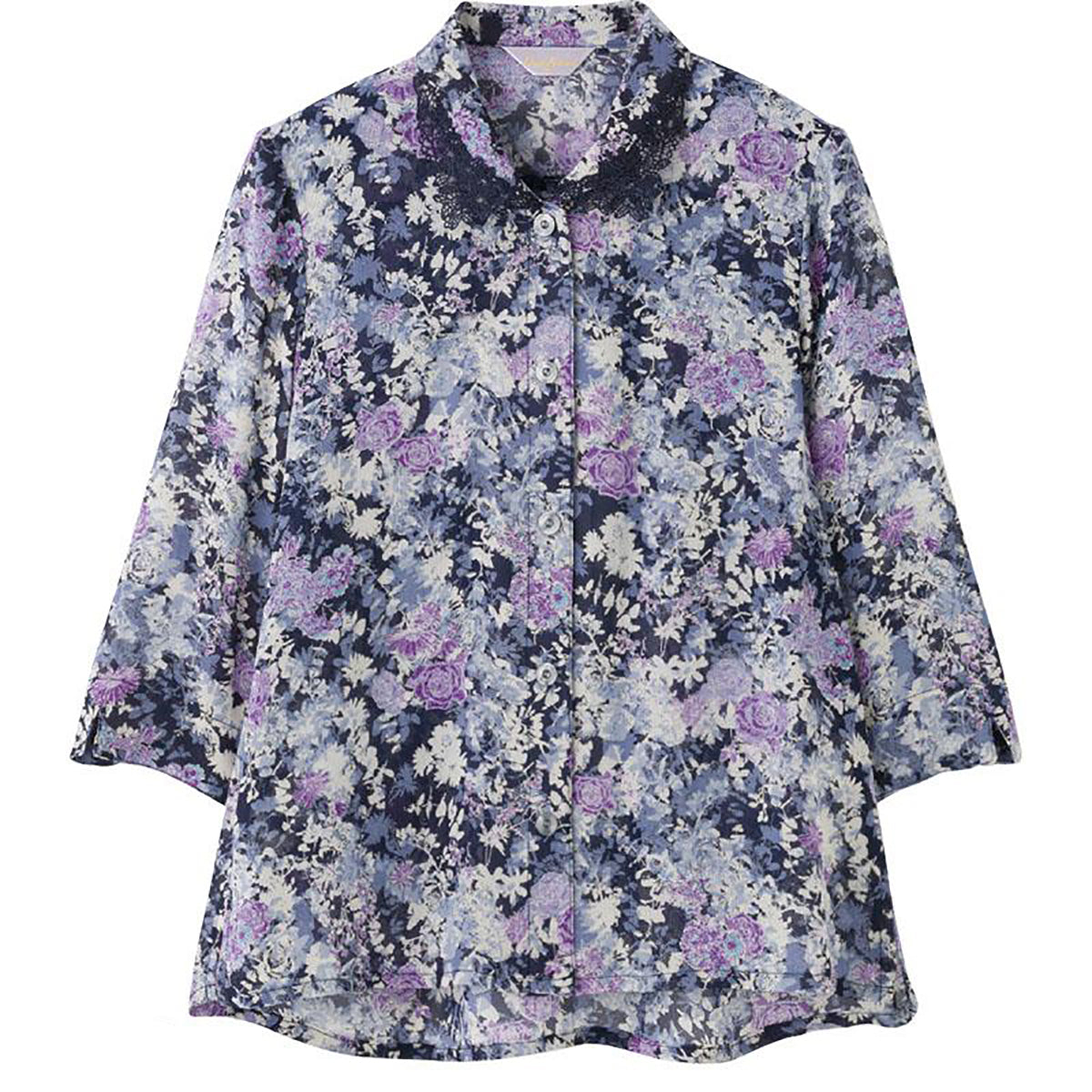 7分袖ワンタッチテープブラウス ネイビー M/L