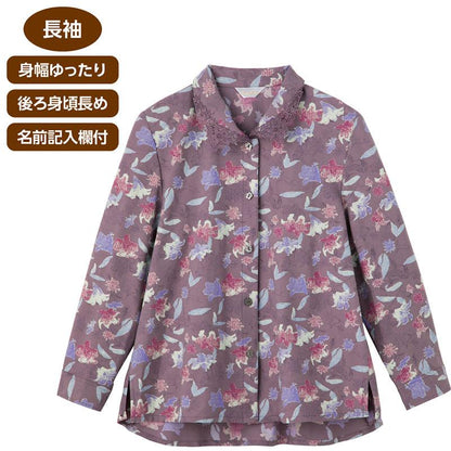 ワンタッチテープ後ろ長めブラウス ブラック M/L