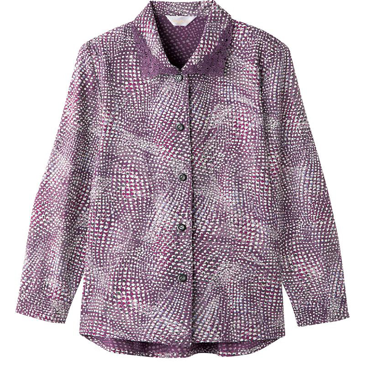 ワンタッチテープ後ろ長めブラウス 赤パープル M/L