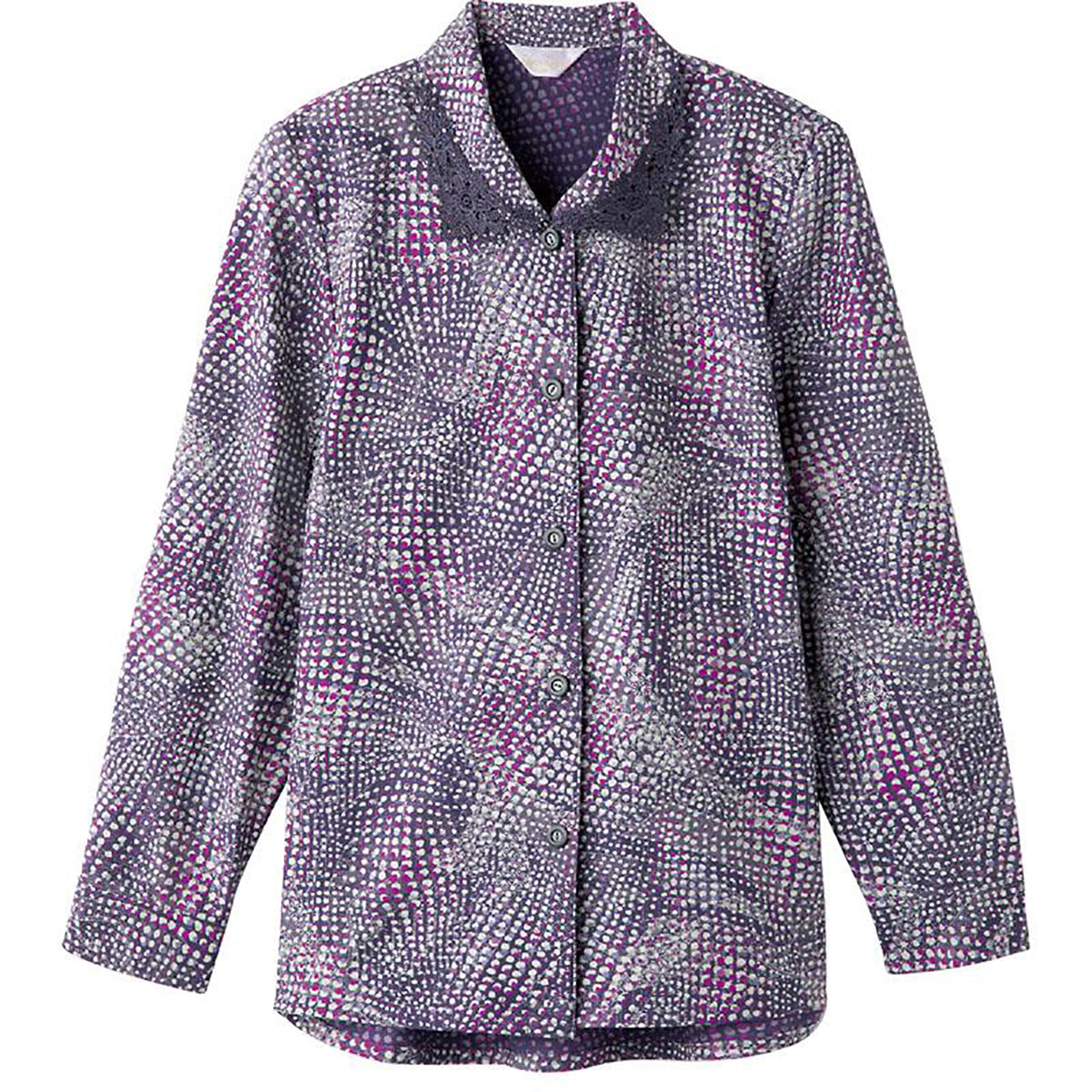 ワンタッチテープ後ろ長めブラウス 青パープル M/L