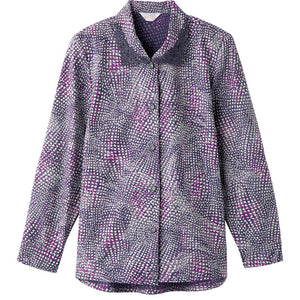 ワンタッチテープ後ろ長めブラウス 青パープル M/L