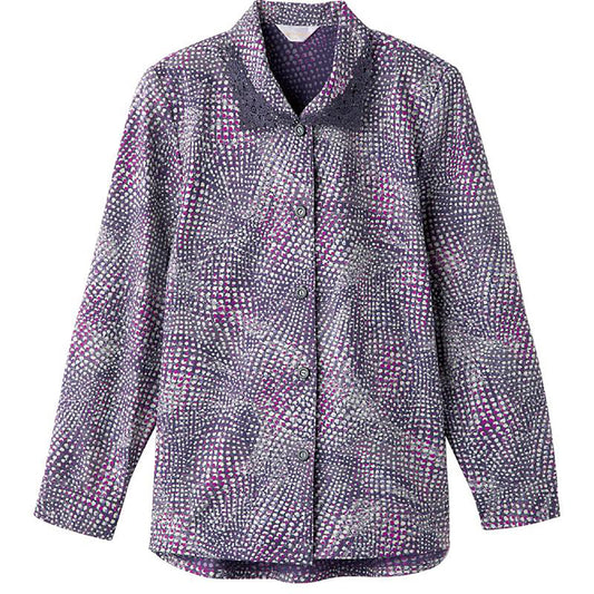 ワンタッチテープ後ろ長めブラウス 青パープル M/L