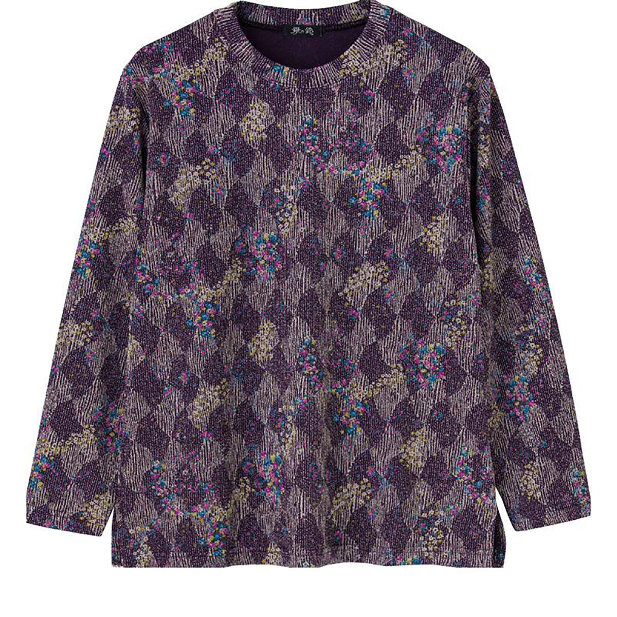 京染ちりめんＴシャツ 花柄パープル Ｍ～Ｌ