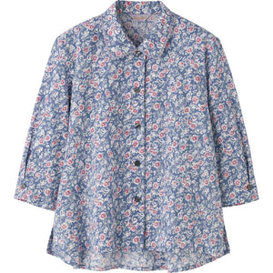 7分袖ワンタッチテープブラウス ブルー M/L