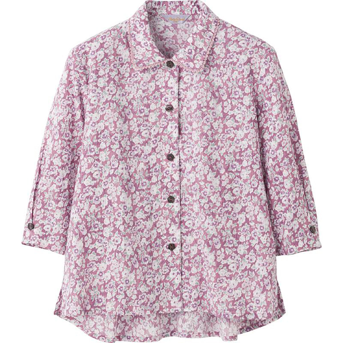 7分袖ワンタッチテープブラウス ピンク M/L