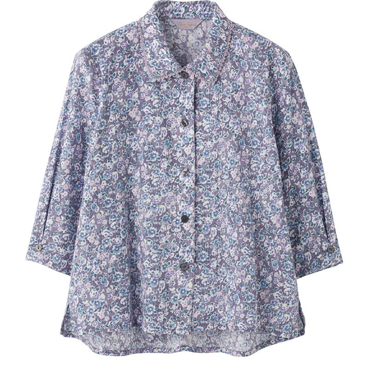 7分袖ワンタッチテープブラウス パープル M/L