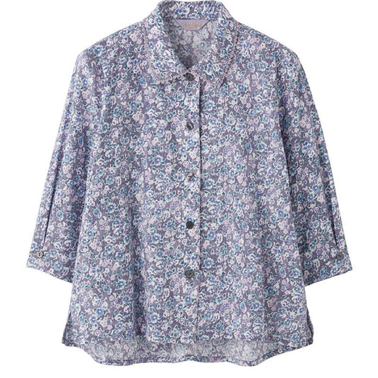 7分袖ワンタッチテープブラウス パープル M/L