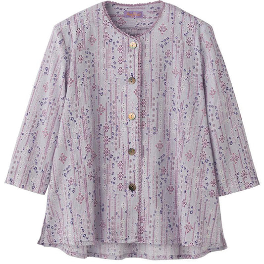 7分袖斜めボタンホールブラウス ピンク M/L