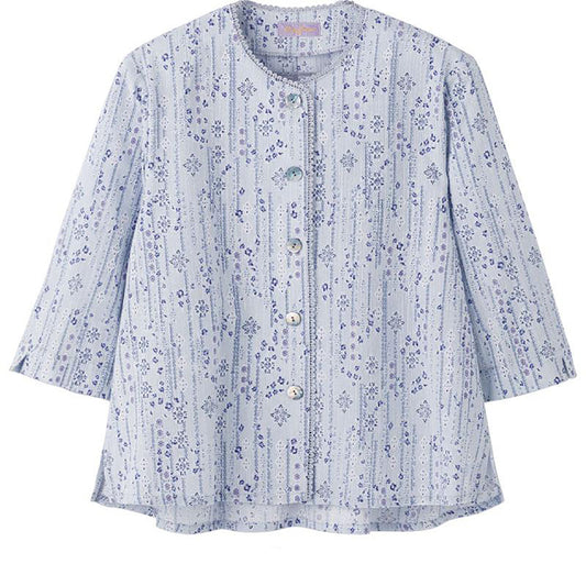 7分袖斜めボタンホールブラウス グレー M/L