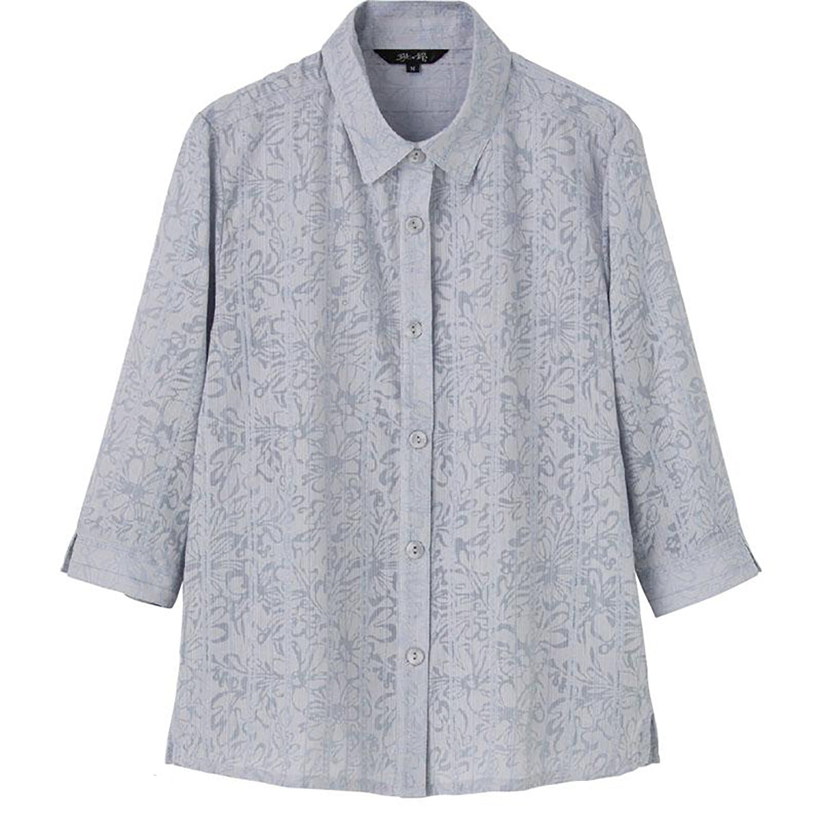 7分袖斜めボタンホールブラウス パープル M/L