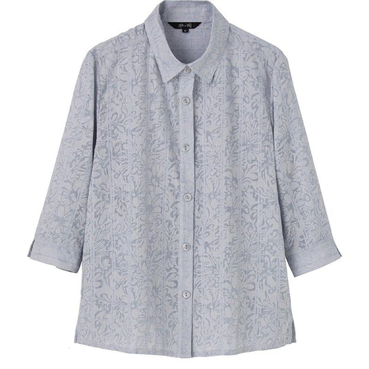 7分袖斜めボタンホールブラウス パープル M/L