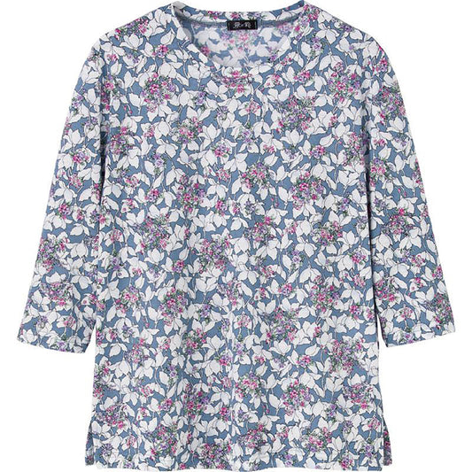 7分袖京染強撚Ｔシャツ グレー Ｍ～Ｌ