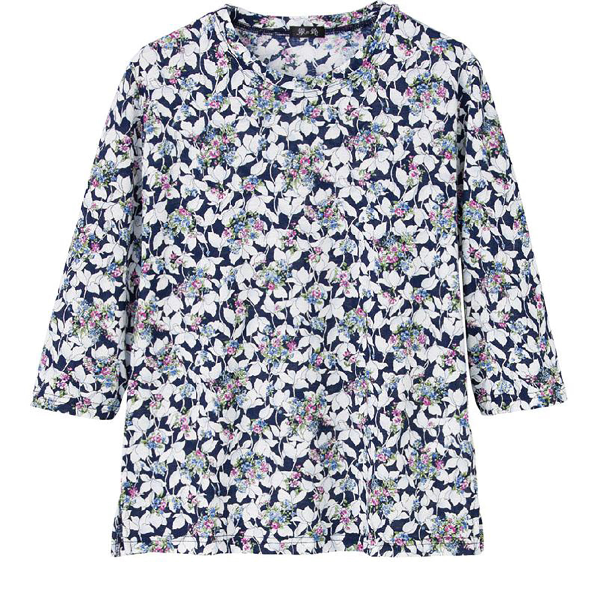 7分袖京染強撚Ｔシャツ ブラック Ｍ～Ｌ