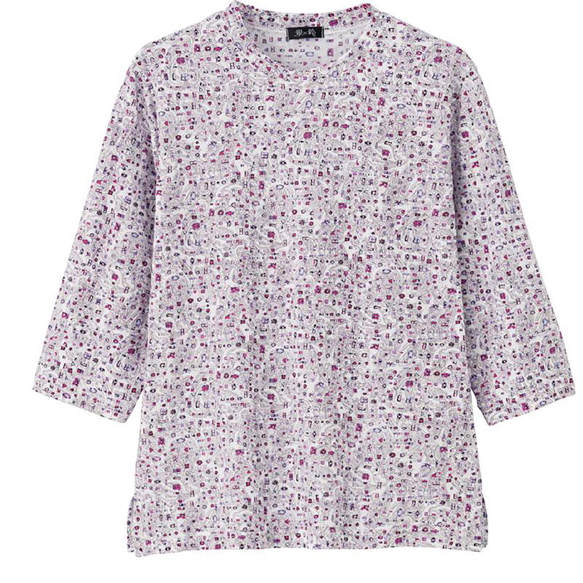 7分袖京染強撚Ｔシャツ パープル Ｍ～Ｌ