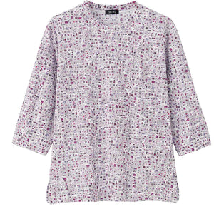 7分袖京染強撚Ｔシャツ パープル Ｍ～Ｌ