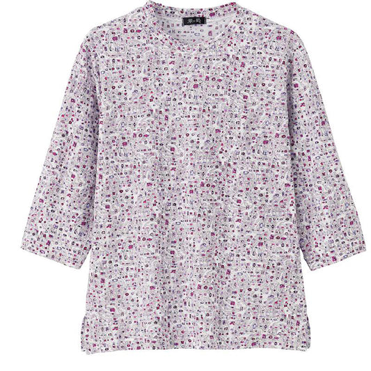 7分袖京染強撚Ｔシャツ パープル Ｍ～Ｌ