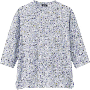 7分袖京染強撚Ｔシャツ ブルー Ｍ～Ｌ