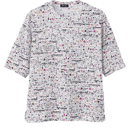 5分袖京染強撚Ｔシャツ パープル Ｍ～Ｌ