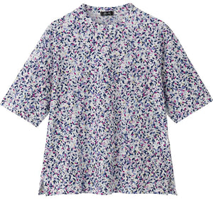 5分袖京染強撚Ｔシャツ パープル Ｍ～Ｌ