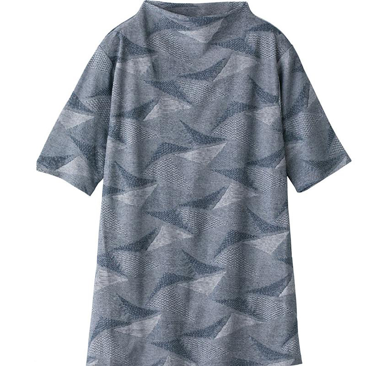 5分袖涼しや変形ジャカードチュニック ネイビー M/L/LL