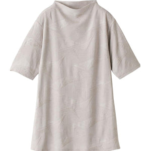 5分袖涼しや変形ジャカードチュニック グレージュ M/L/LL