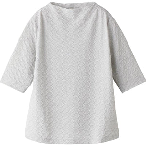 5分袖ふっくらやわらかジャカードＴシャツ グレー M/L/LL