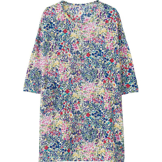 6分袖片ポケット付チュニック ネイビー Ｍ～Ｌ