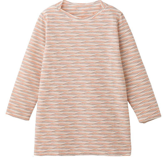 7分袖タックジャカードＴシャツ オレンジ M/L/LL