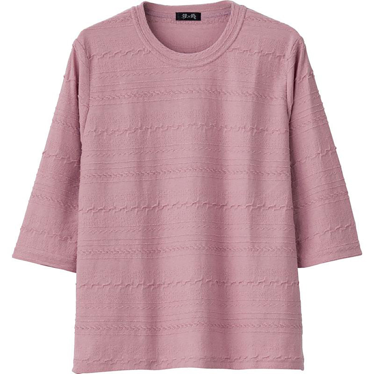7分袖ジャカードＴシャツ ピンク Ｍ～Ｌ