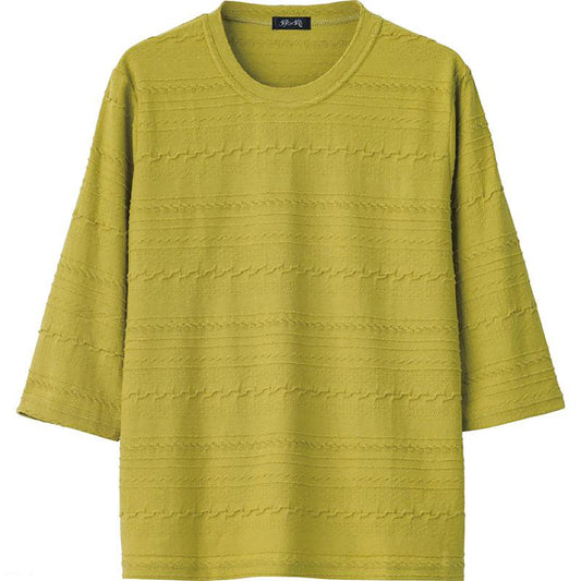 7分袖ジャカードＴシャツ カラシ Ｍ～Ｌ