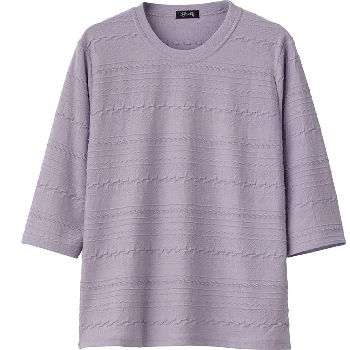 7分袖ジャカードＴシャツ パープル Ｍ～Ｌ
