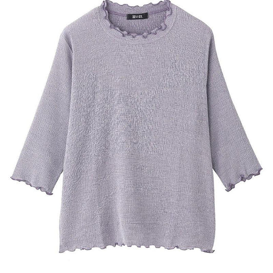 7分袖テンセル楊柳Ｔシャツ パープル S/M～L/LL/3L