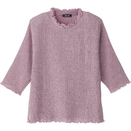 7分袖テンセル楊柳Ｔシャツ ラベンダー S/M～L/LL/3L