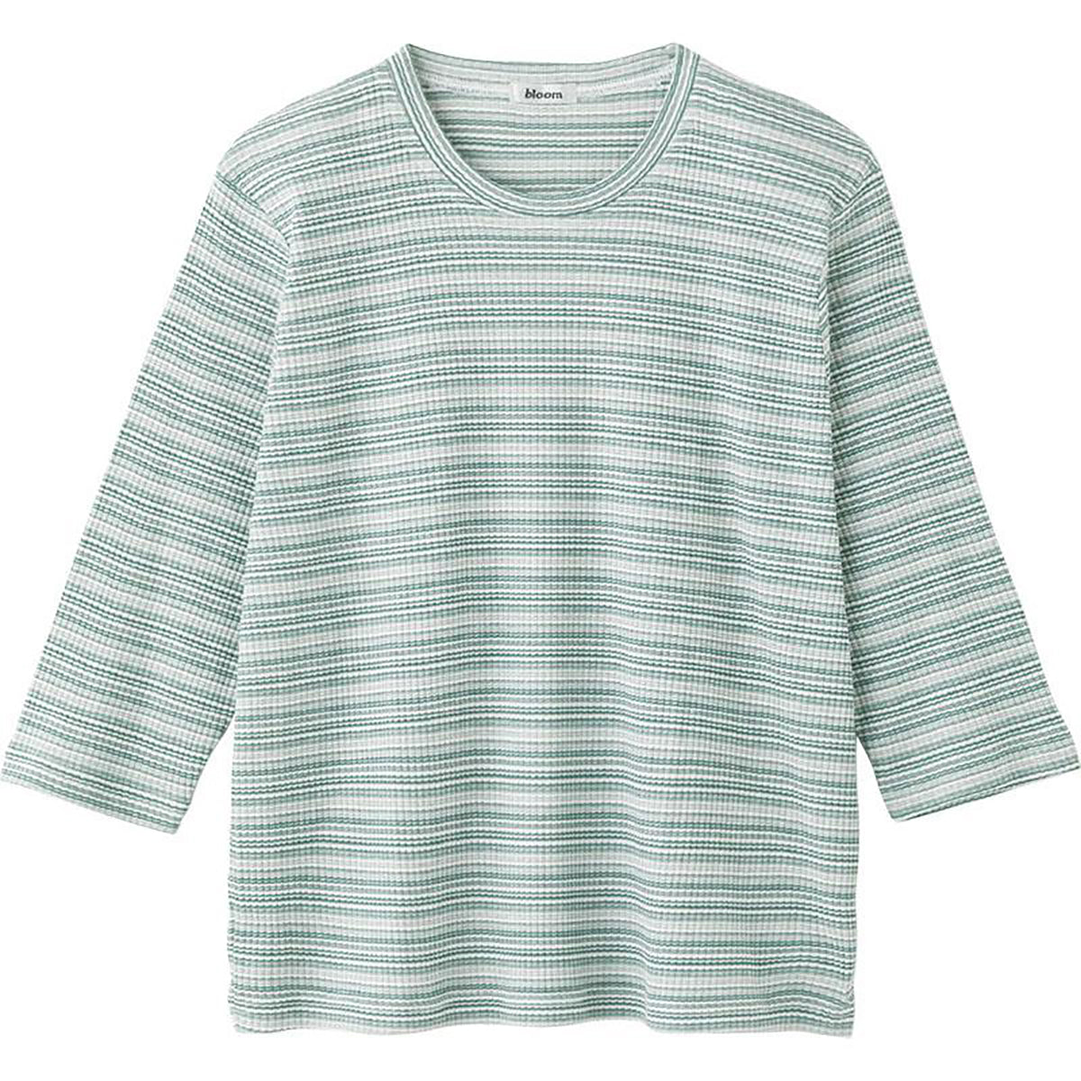 7分袖ピケボーダーＴシャツ グリーン Ｍ～Ｌ