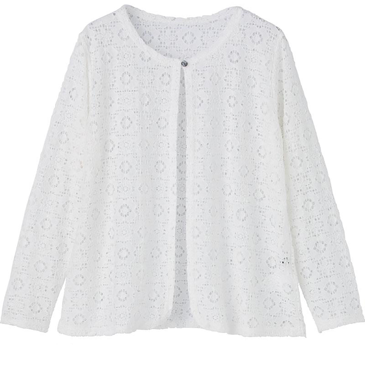 レーストッパーカーディガン 白レース Ｍ～Ｌ