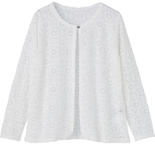 レーストッパーカーディガン 白レース Ｍ～Ｌ