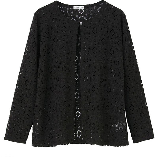 レーストッパーカーディガン 黒レース Ｍ～Ｌ