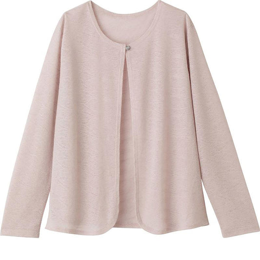 1釦トッパーカーディ ベージュ Ｍ～Ｌ