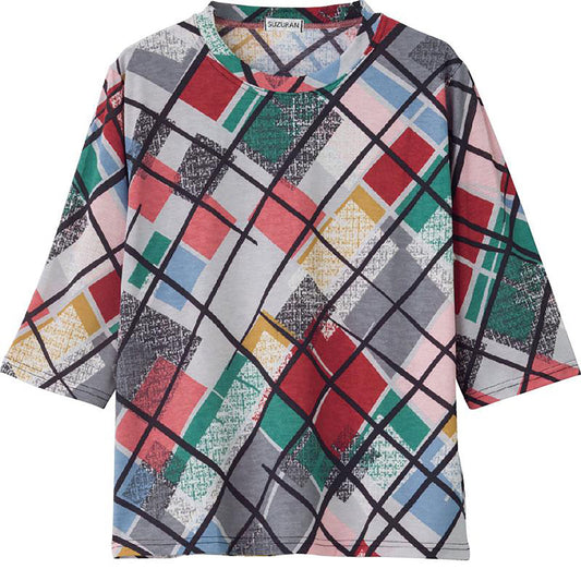 6分袖ゆったり快適Ｔシャツ グレー Ｍ～Ｌ