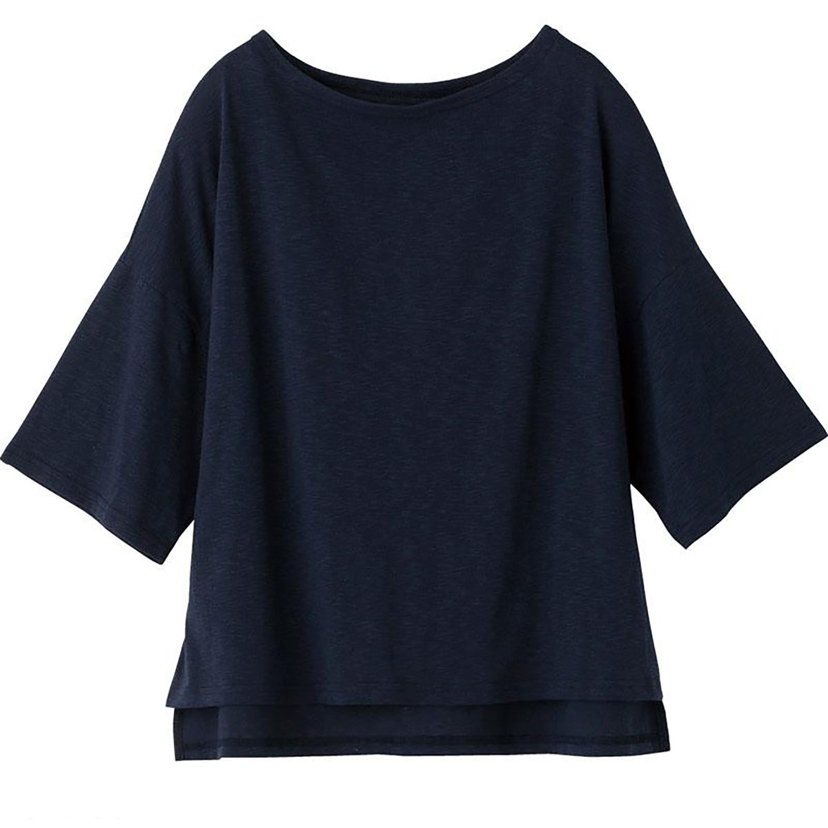 6分袖ゆったり綿混Ｔシャツ ネイビー M～L/LL