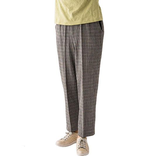 おりなす栃尾楊柳格子深履きパンツ ベージュ M/L/LL/3L