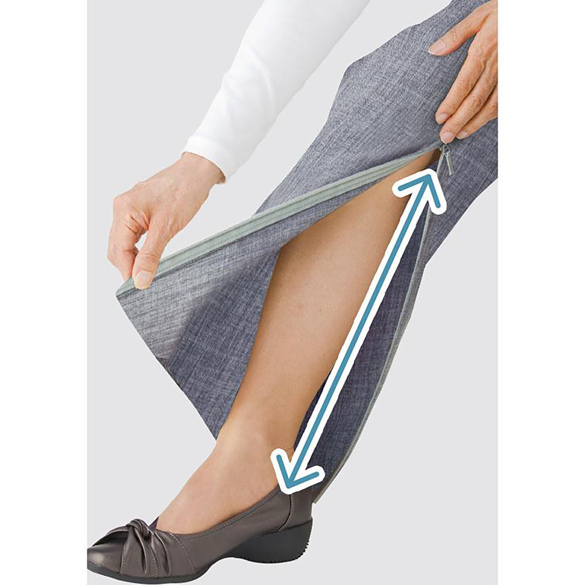 クールプラス裾ファスナーパンツ チャコール (股下60ｃｍ)M/L/LL/3L