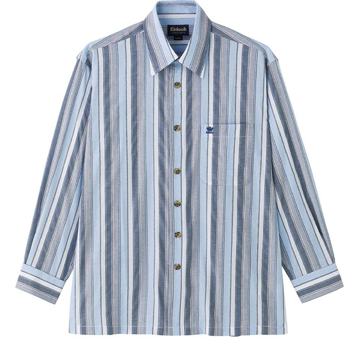 しじら袖丈ぴったりシャツ サックス M/L/LL